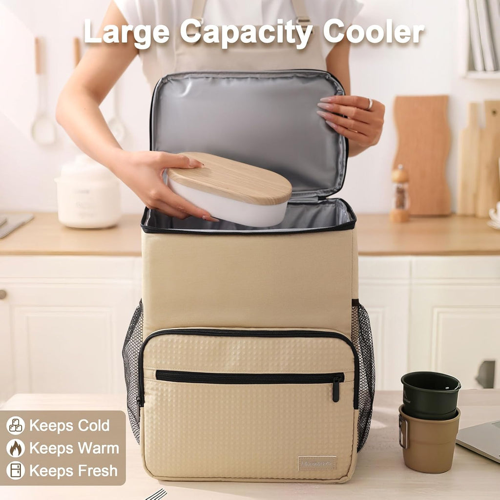 MIRASON Cooler Backpack Insulated Leak Proof Beach Backpack Cooler Bag, Cooling Beer Lunch Backpack Cooler for Men Women Picnic Hiking Camping Travel with 4 Pockets