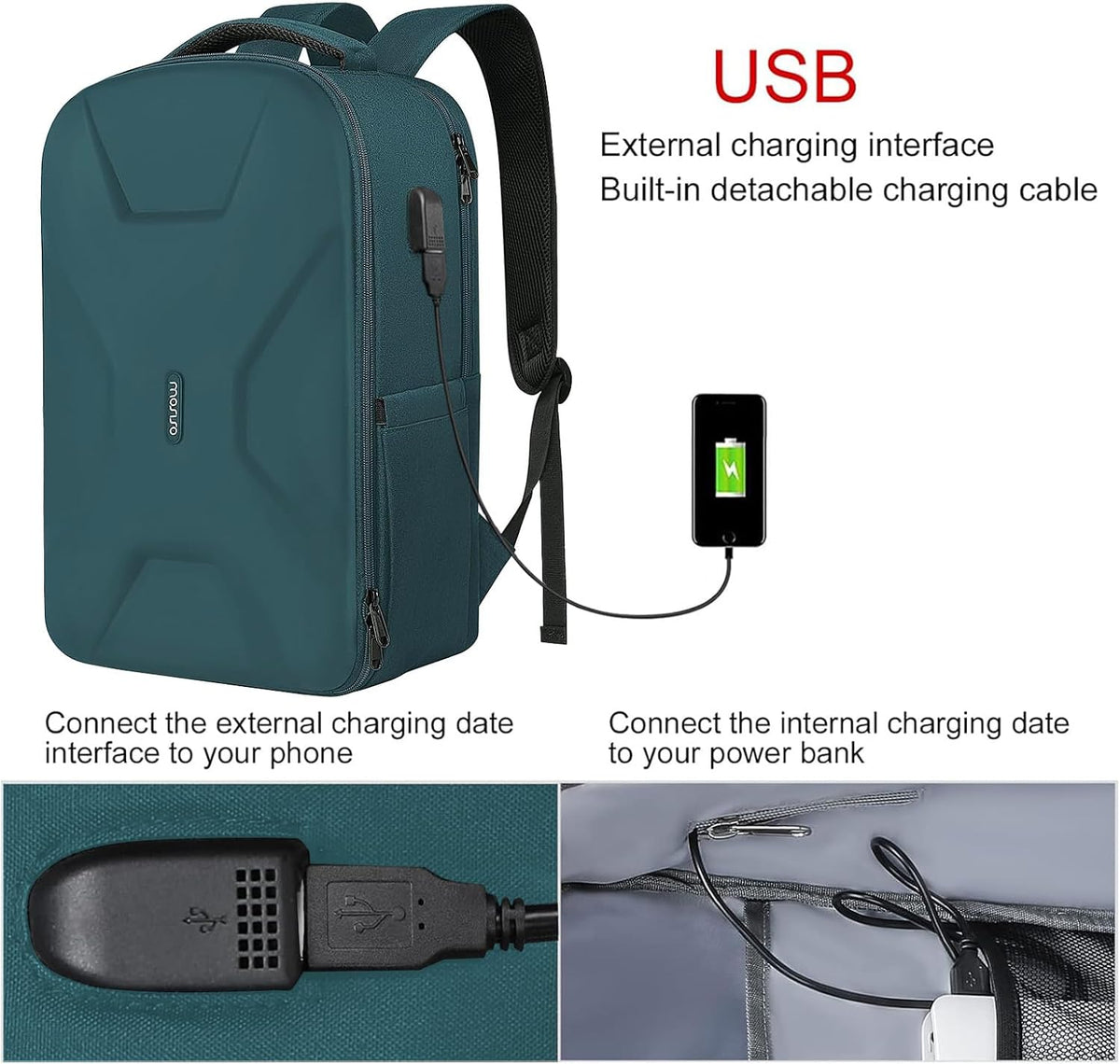 MOSISO 15.6-16 inch 35L Laptop Backpack with USB Charging Port