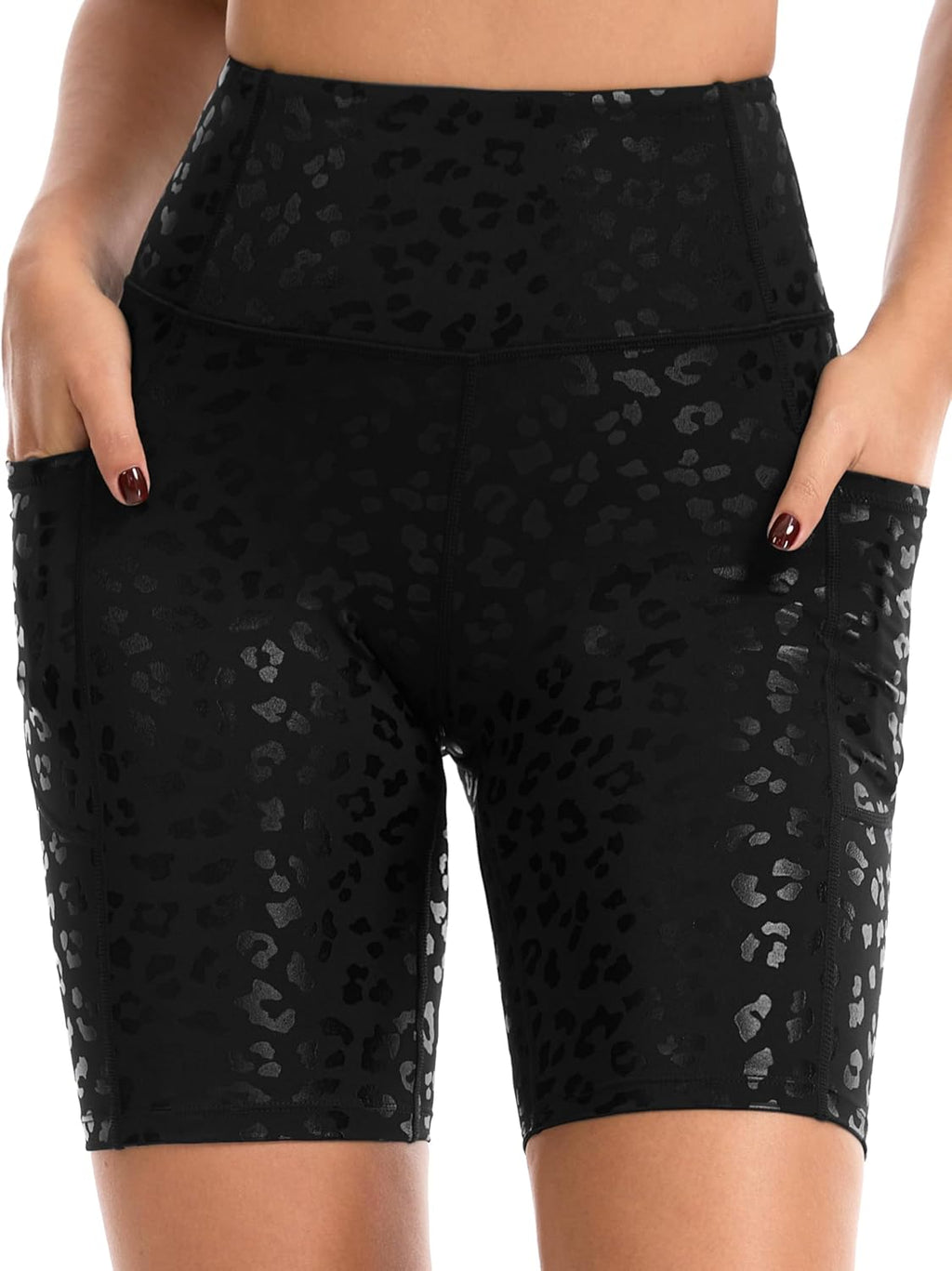 THE GYM PEOPLE High Waist Yoga Shorts for Women's Tummy Control Fitness Athletic Workout Running Shorts with Deep Pockets