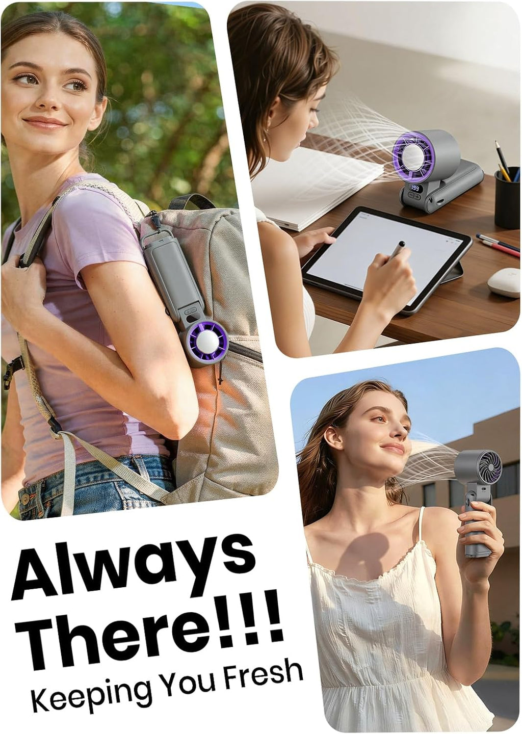 Portable Handheld Turbo Fan, 1-199 Speed Adjustable, Grey Purple