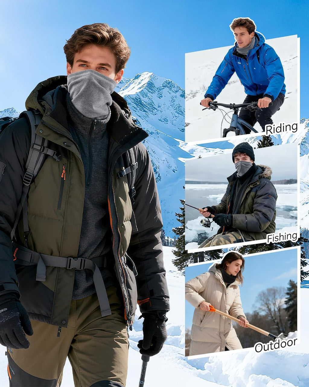 LUOLIIL VOE 4 Pack Winter Neck Warmer, Neck Gaiter Ski for Men & Women, Soft Fleece Face Cover Mask Scarf for Cold Weather