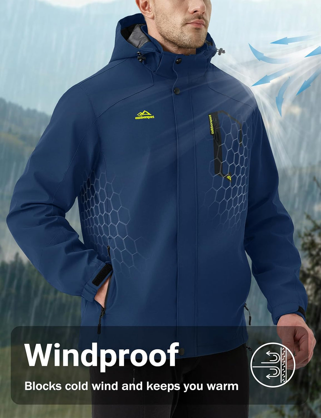 MAGCOMSEN Men's Lightweight Windbreaker Rain Jacket Raincoat with Detachable Hood for Hiking Fishing Activewear