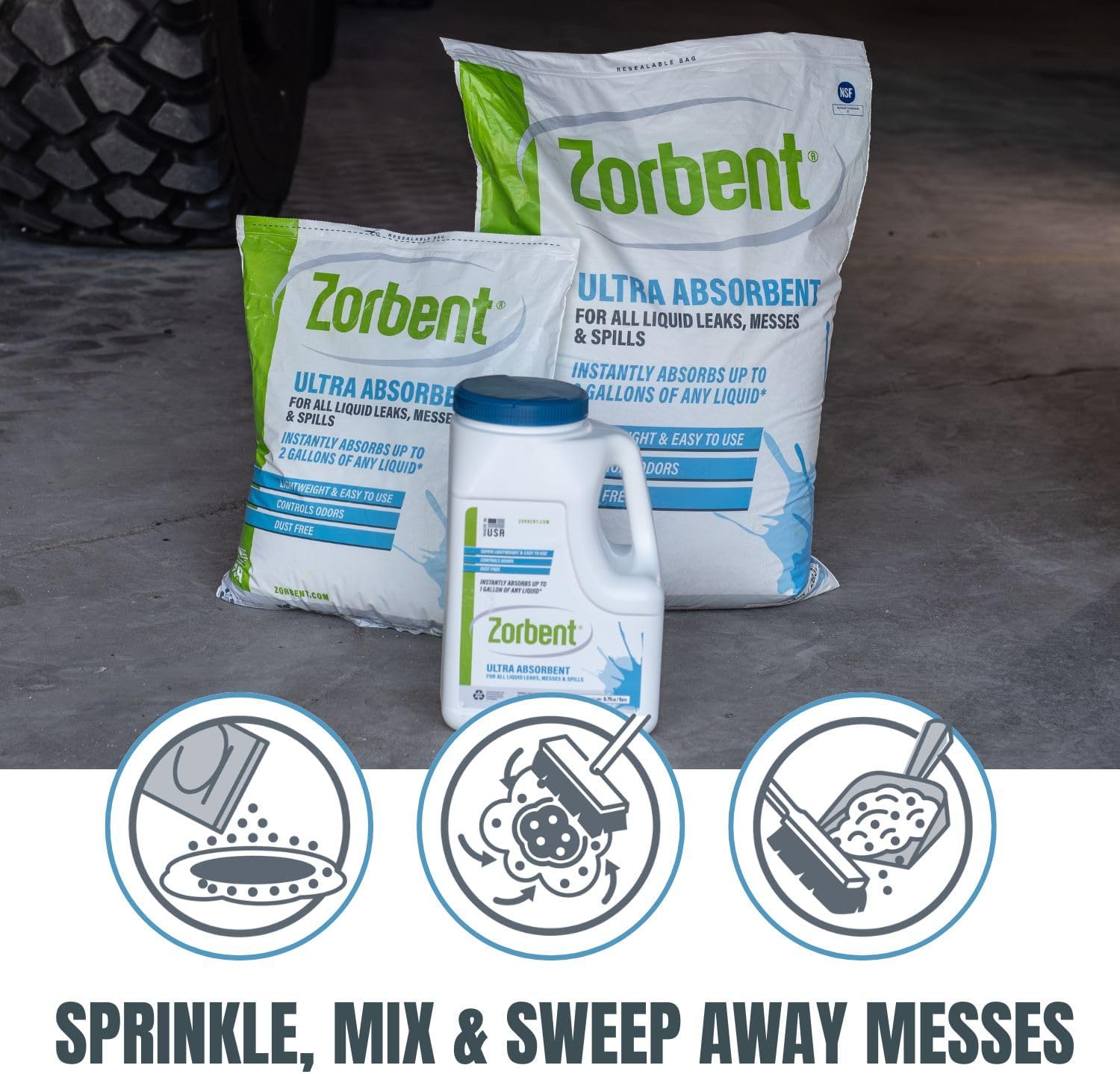 Liquid Spill Kit | 16X More Absorbent than Clay, Commercial-Grade Vomit, Urine, Oil, All Liquids Spill Powder, Reusable