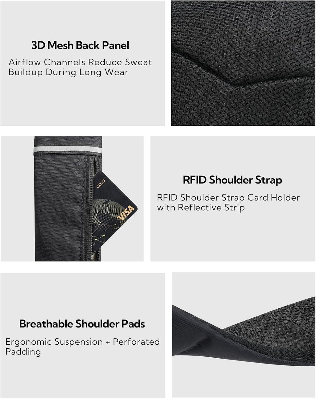 WATERFLY RFID Anti Theft Sling Bag: Small Crossbody Travel Hiking Daypacks