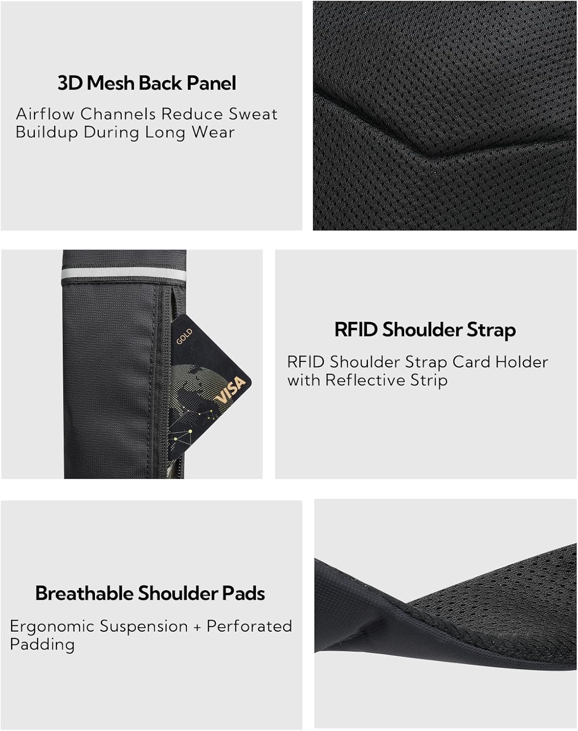 WATERFLY RFID Anti Theft Sling Bag: Small Crossbody Travel Hiking Daypacks
