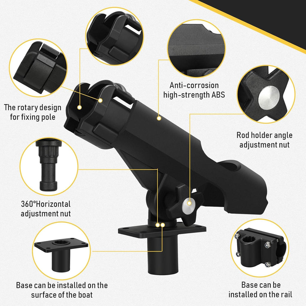 Threlaco Fishing Rod Holders for Boat Adjustable 360 Swivel