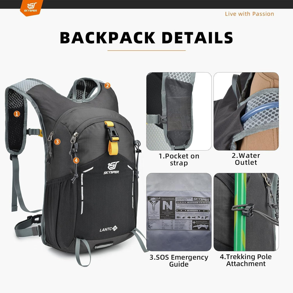 SKYSPER Small Hiking Backpack - 25L Travel Daypack Lightweight Bag Water Resistant Hiking Backpacks for Women Men
