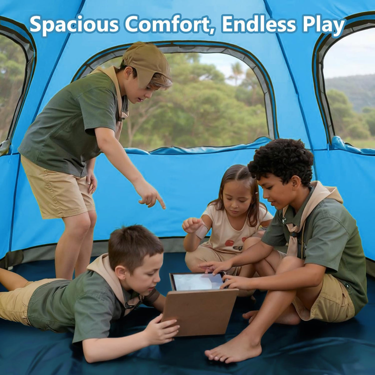 MOON LENCE Pop Up Camping Tent, 3-4 Person Automatic Instant Tent Portable Windproof for Backyard, Car Camping, Family Trips