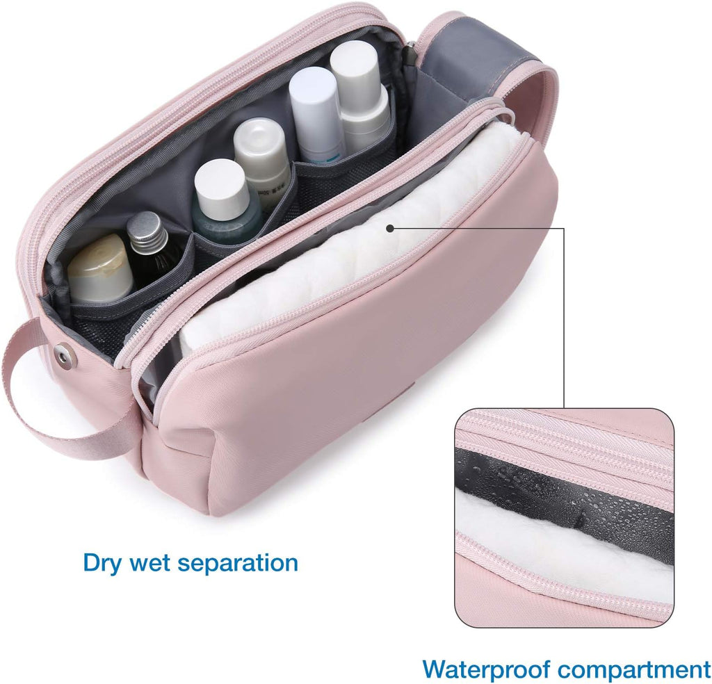 BAGSMART Toiletry Bag for Men, Travel Toiletry Organizer Dopp Kit Water-resistant Shaving Bag for Toiletries Accessories, Door Room Essentials,Beige-medium