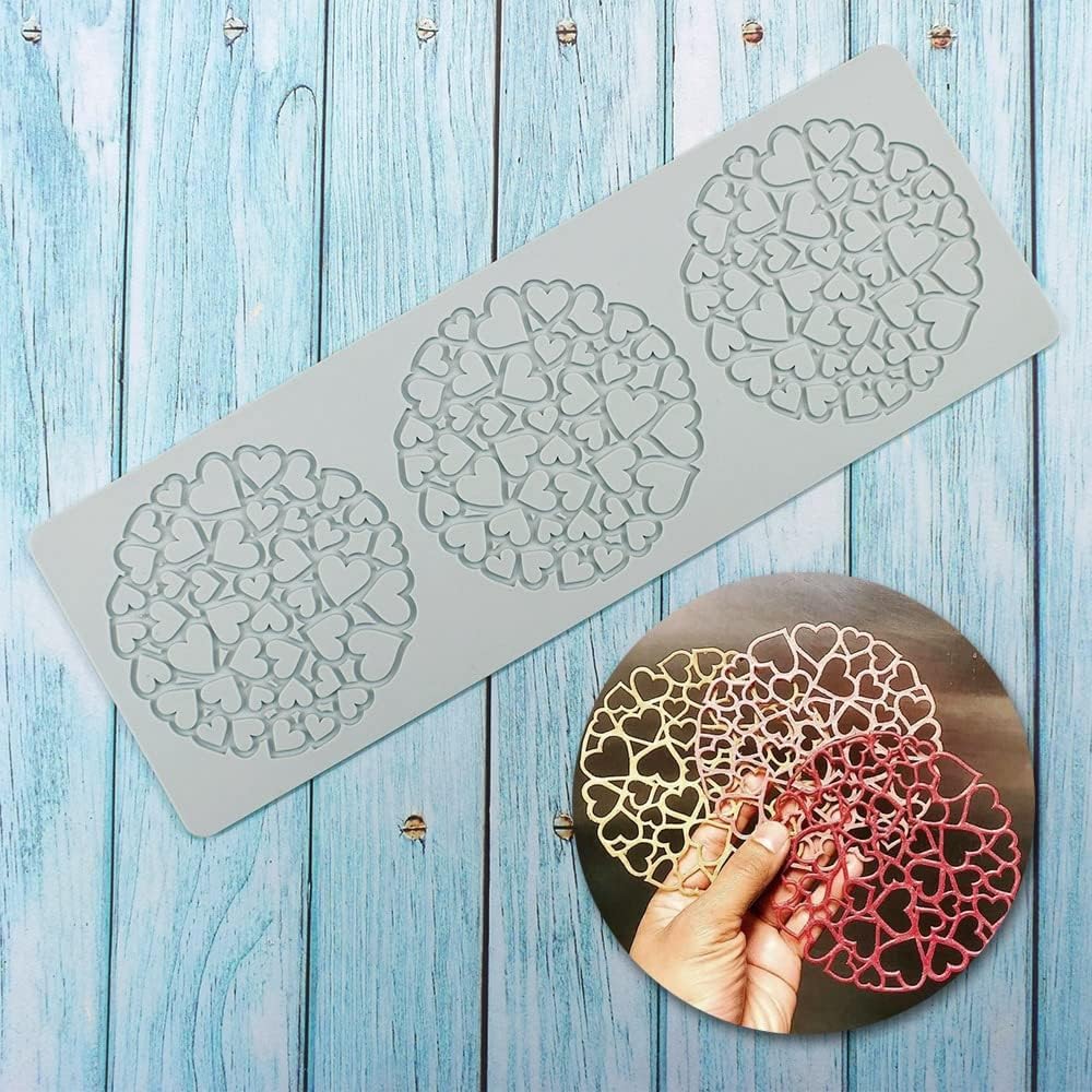 Hollow Leaf Silicone Molds Lover Heart Chocolate Molds Geometry 3D Silicone Mould Chocolate Candy Leaf Mold Sugar Craft Cake Decoration Cupcake Top (N_Heart_14.4 * 5 * 0.12inch)