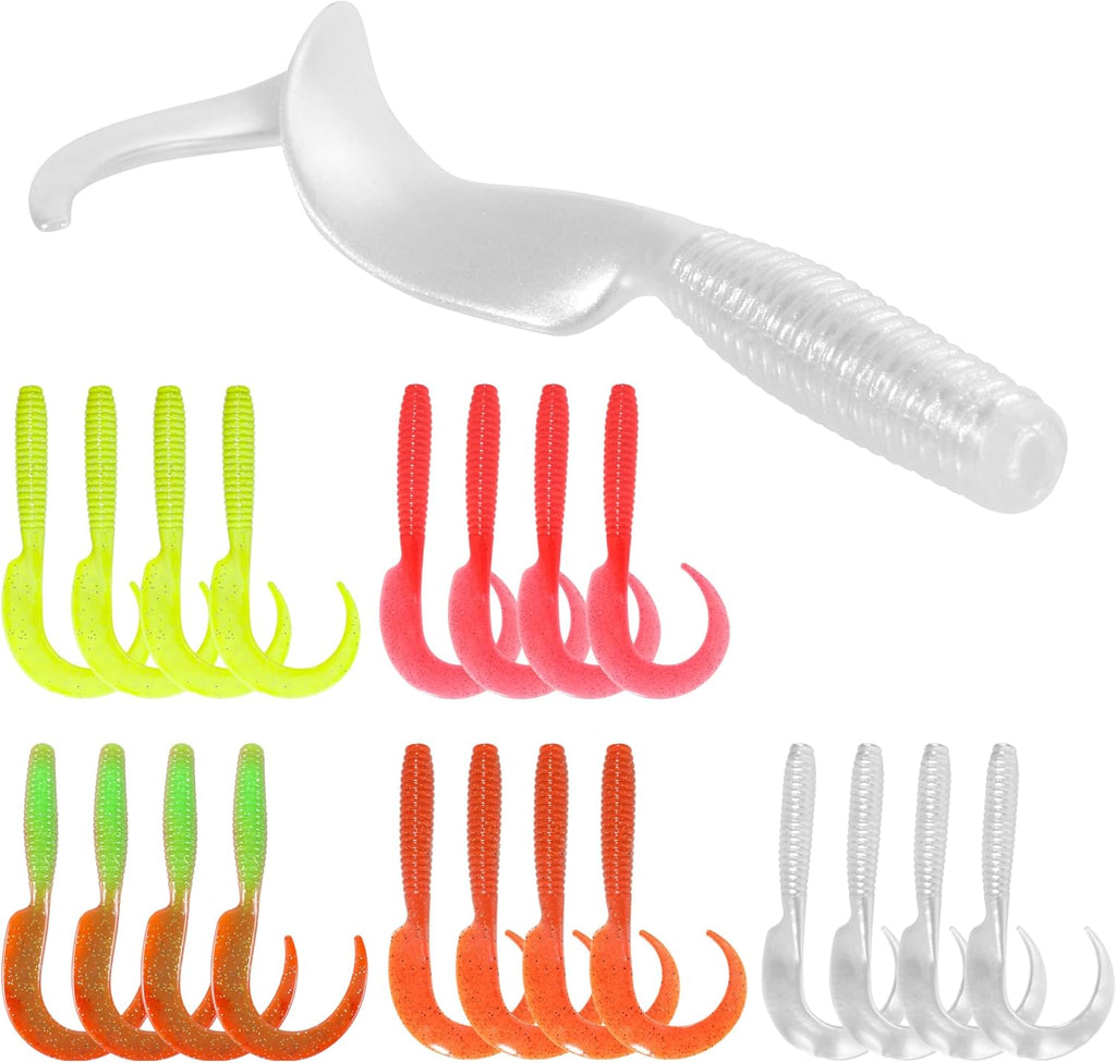 Curly Style Tail Worms Fishing Lures – Realistic Wavy Tail Soft Bait Grub Swimbaits for Saltwater & Freshwater Fishing, Available in 4 Inch & 6 Inch, Perfect for Bass, Trout, Crappie, & More
