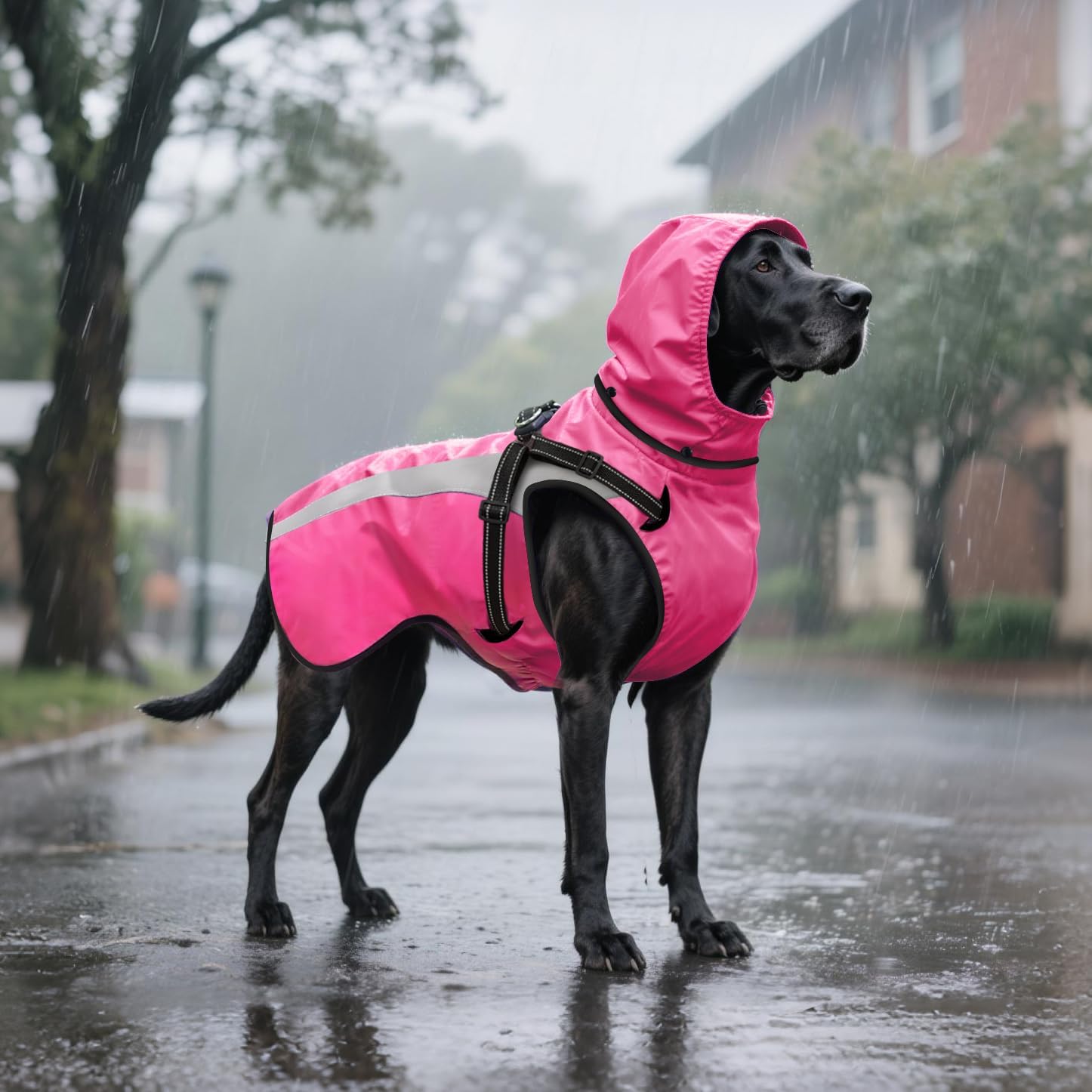Dog Raincoat Waterproof Raincoats for Dog Reflective Dogs Rain Jackets with Hood Hoodie Pet Rain Poncho Coat for Small Medium Large Dogs Puppies S-XXL (Pink, XL)