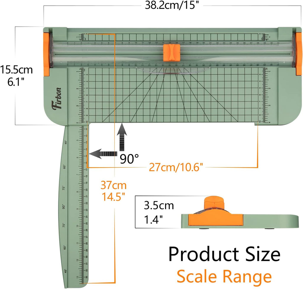Firbon A4 Paper Cutter, 12 Inch Paper Trimmer with Extened Ruler, Morandi
