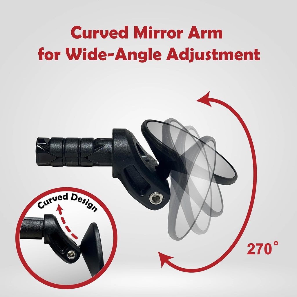Hafny Drop Bar Bike Mirror, HD Automotive Grade Glass, Shatter-Proof, Super Convex Lens, Bar End Mirror, Cycling Mirror, HF-M956-FR06 (Silver Glass)