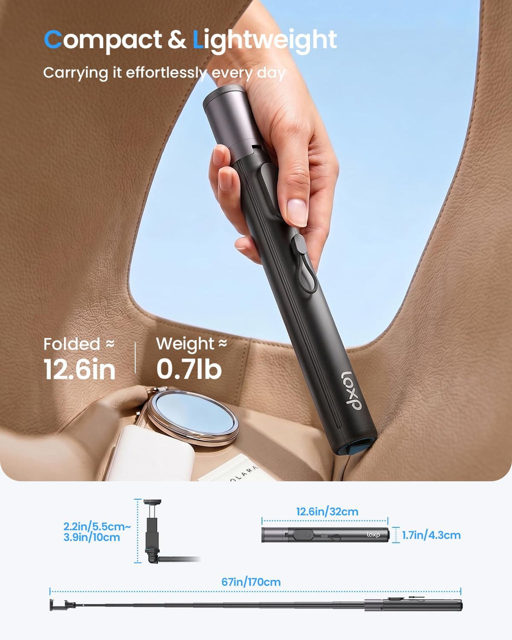 LOXP 67'' Phone Tripod with Remote, 0.01s Auto-Open for Content Creator