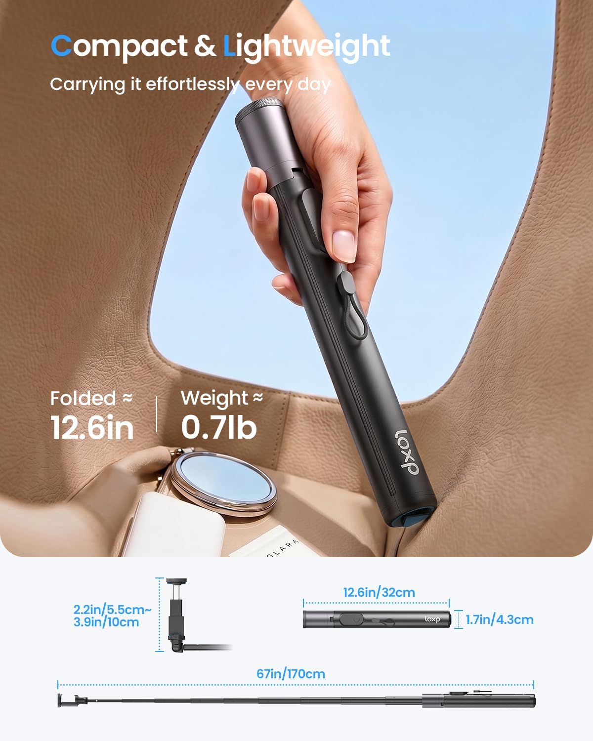 LOXP 67'' Phone Tripod with Remote, 0.01s Auto-Open for Content Creator