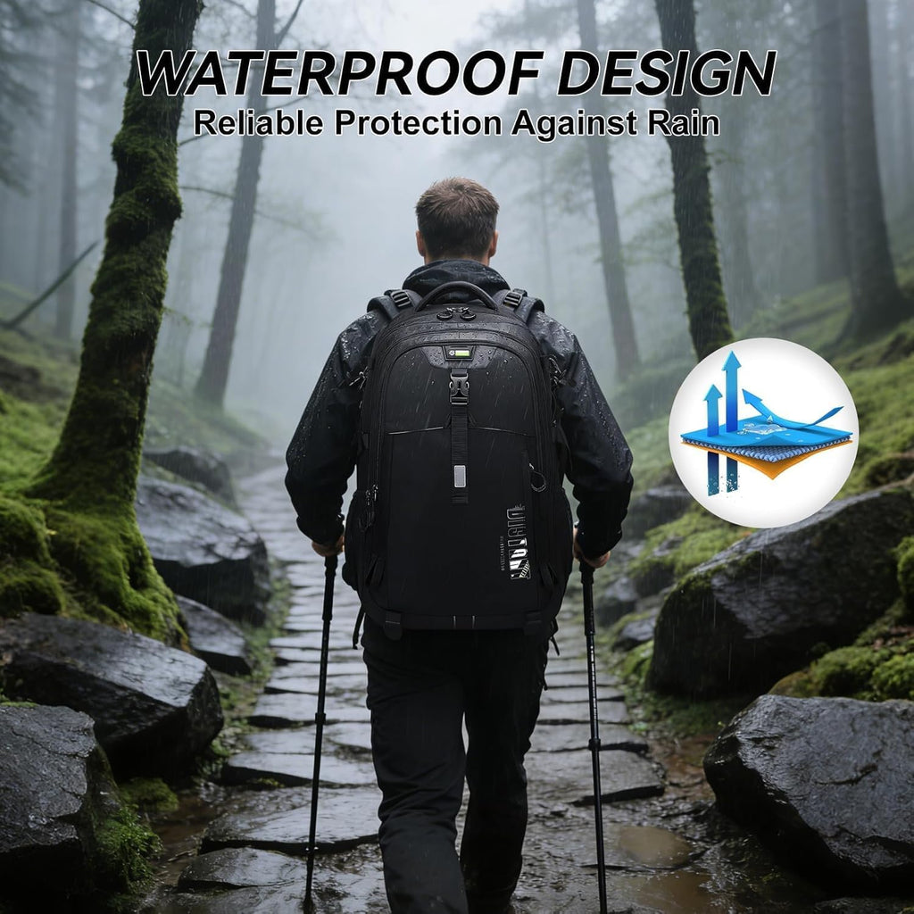 50L Hiking Backpack for Men Women, Waterproof Outdoor Daypack,Black