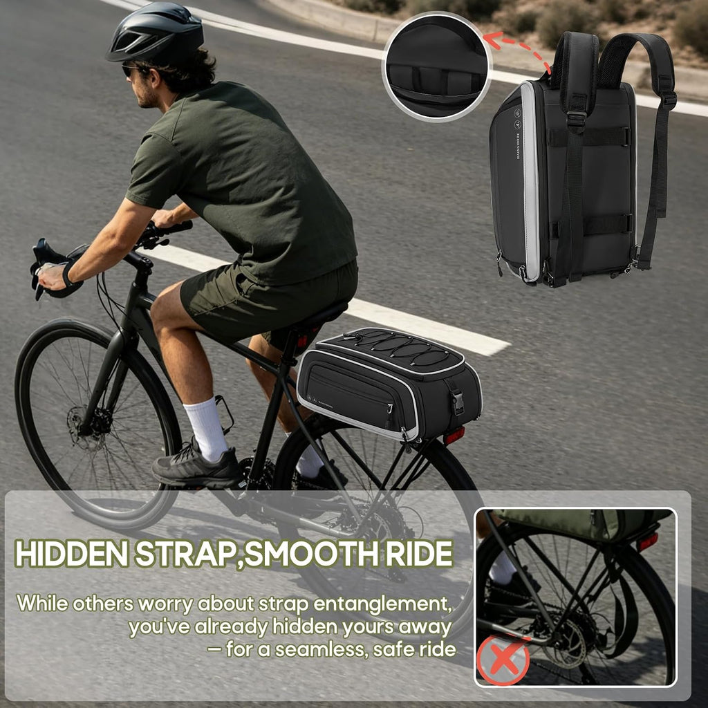 RAINSMORE Bike Bags for Bicycle Rear Rack 15L-23L Expandable Bike Trunk Bag