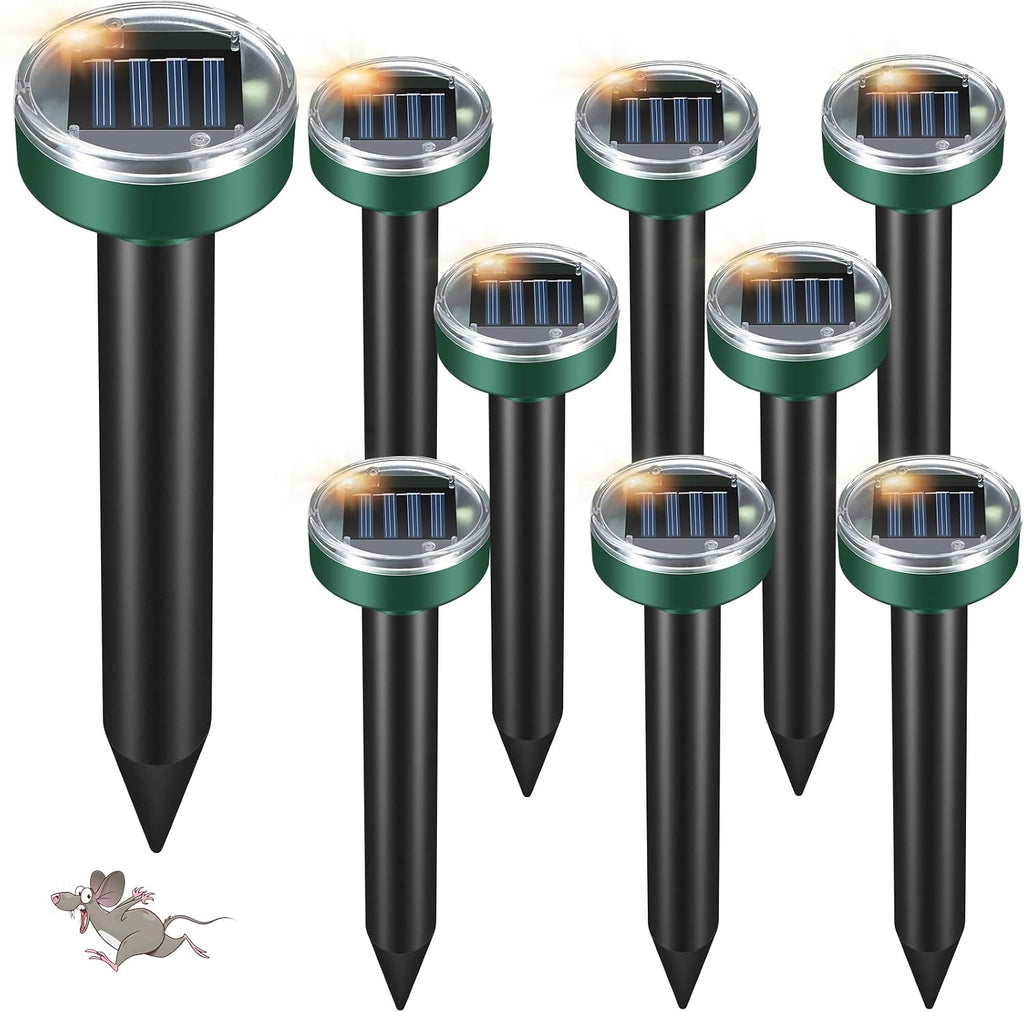 Mole Repellent for Lawns - Gopher Repeller Ultrasonic Solar Powered Vole Repellent Outdoor Waterproof Rat Deterrent Spikes Repellent Snake,Chipmunk,Groundhog,Sonic Mole Stakes for Garden,Yard