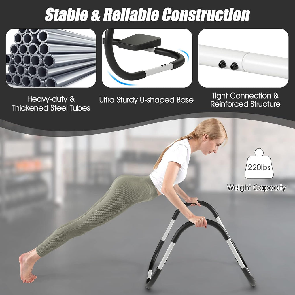 GYMAX Ab Cruncher, Abdominal Trainer Sit up Assistant Roller with Padded Headrest, Fitness Exercise Training Machine for Core Muscle, Home Gym Portable Ab Mat Trainer (White)