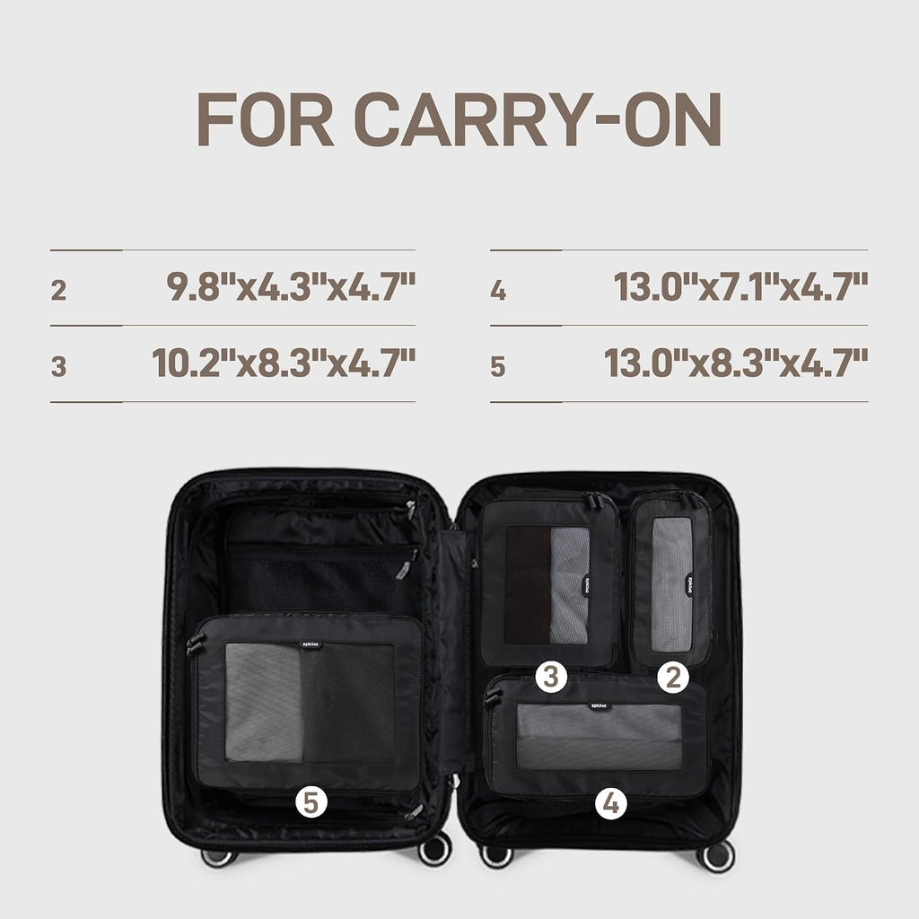 EPICKA TripCozy Compression Packing Cubes, 4 Set, Dark Grey