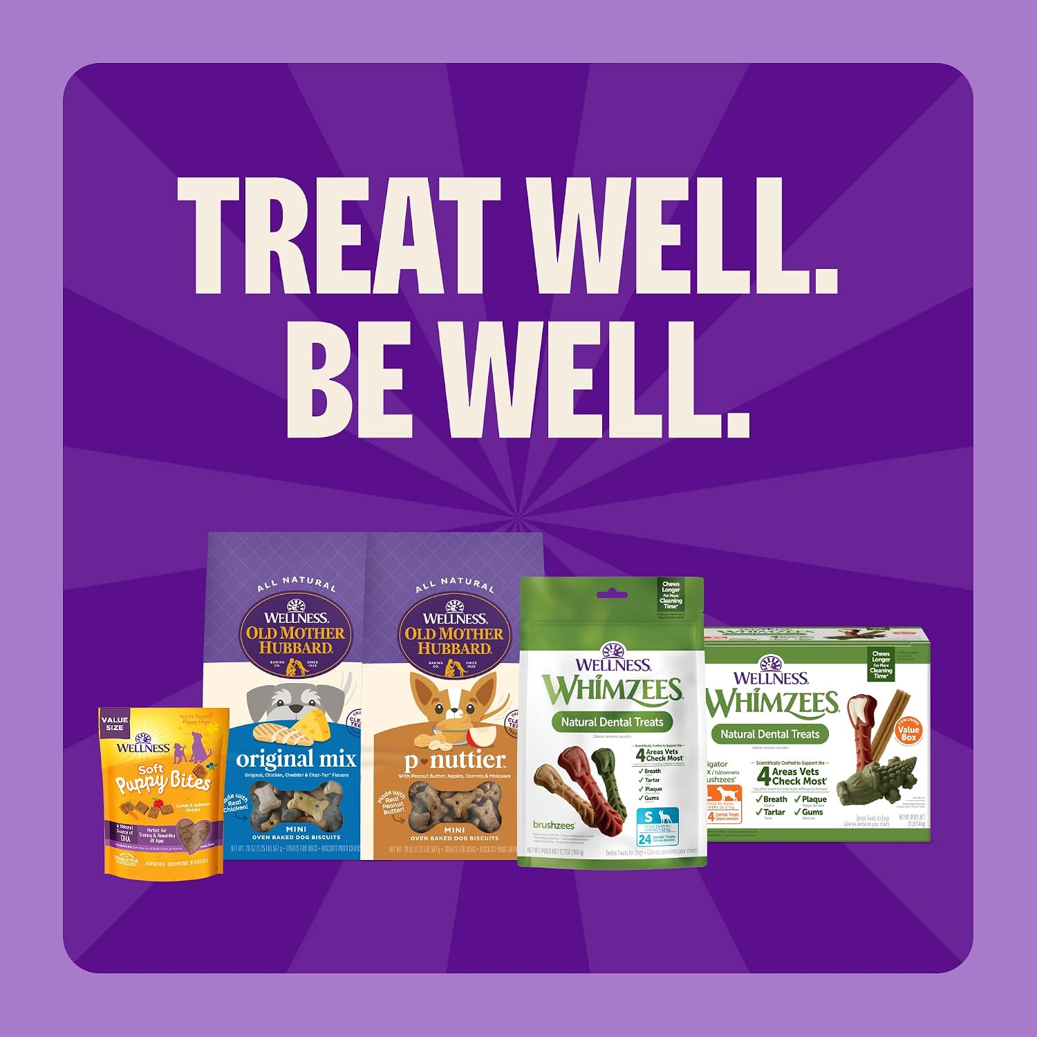 Wellness WHIMZEES Freshzees Natural Dog Dental Treat, Soft Chews, Freshens Breath, Small Size, 14.81 oz Bag, 28 Count