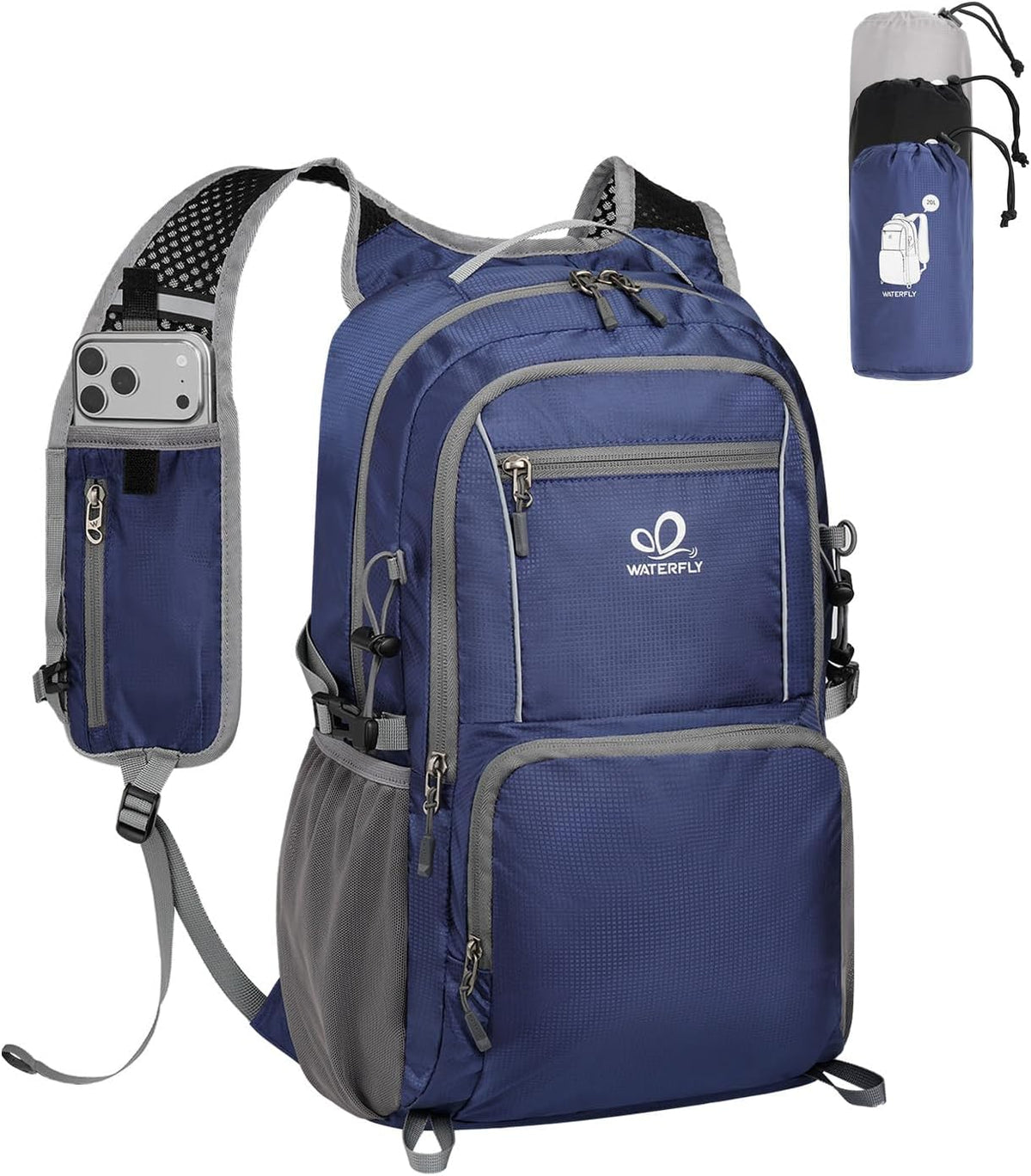 WATERFLY Packable Hiking Backpack, 20L Small Lightweight Foldable Daypack