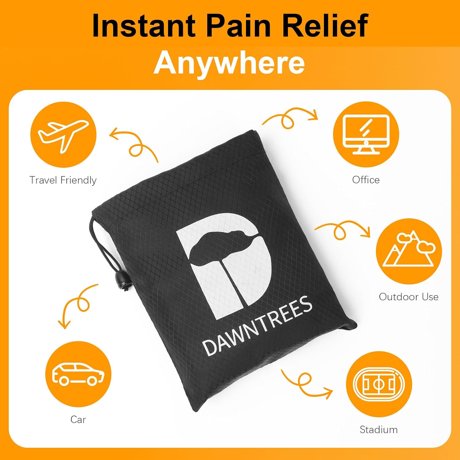 DAWNTREES 2-Pack 2-in-1 Inflatable Seat Cushion & Lumbar Support,Black