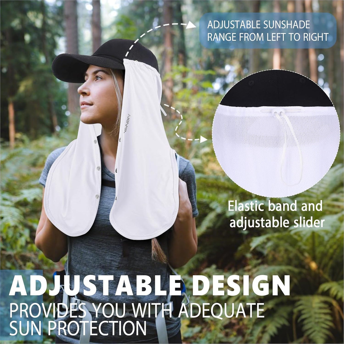 YANIKY Adjustable UV Sun Protection Neck Drape, 2-in-1 Multifunctional Sun Protection Mask, Neck Flap Addon for Ball Caps