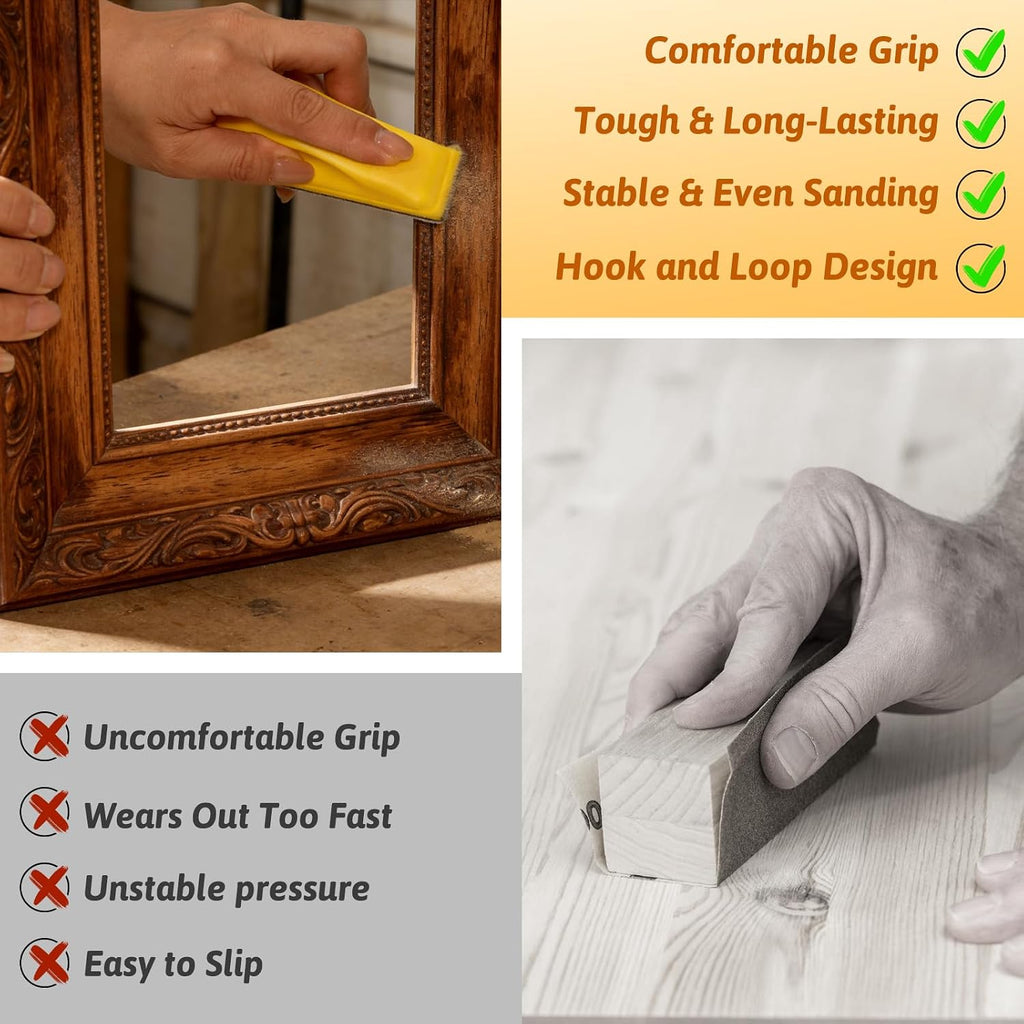 180 PCS Mini Detail Sanding Kit, 80-1000 Grit Sandpaper with Finger Sanding Blocks for Small Areas and Corners, Ideal for Woodworking, Furniture Repair, Crafts and DIY
