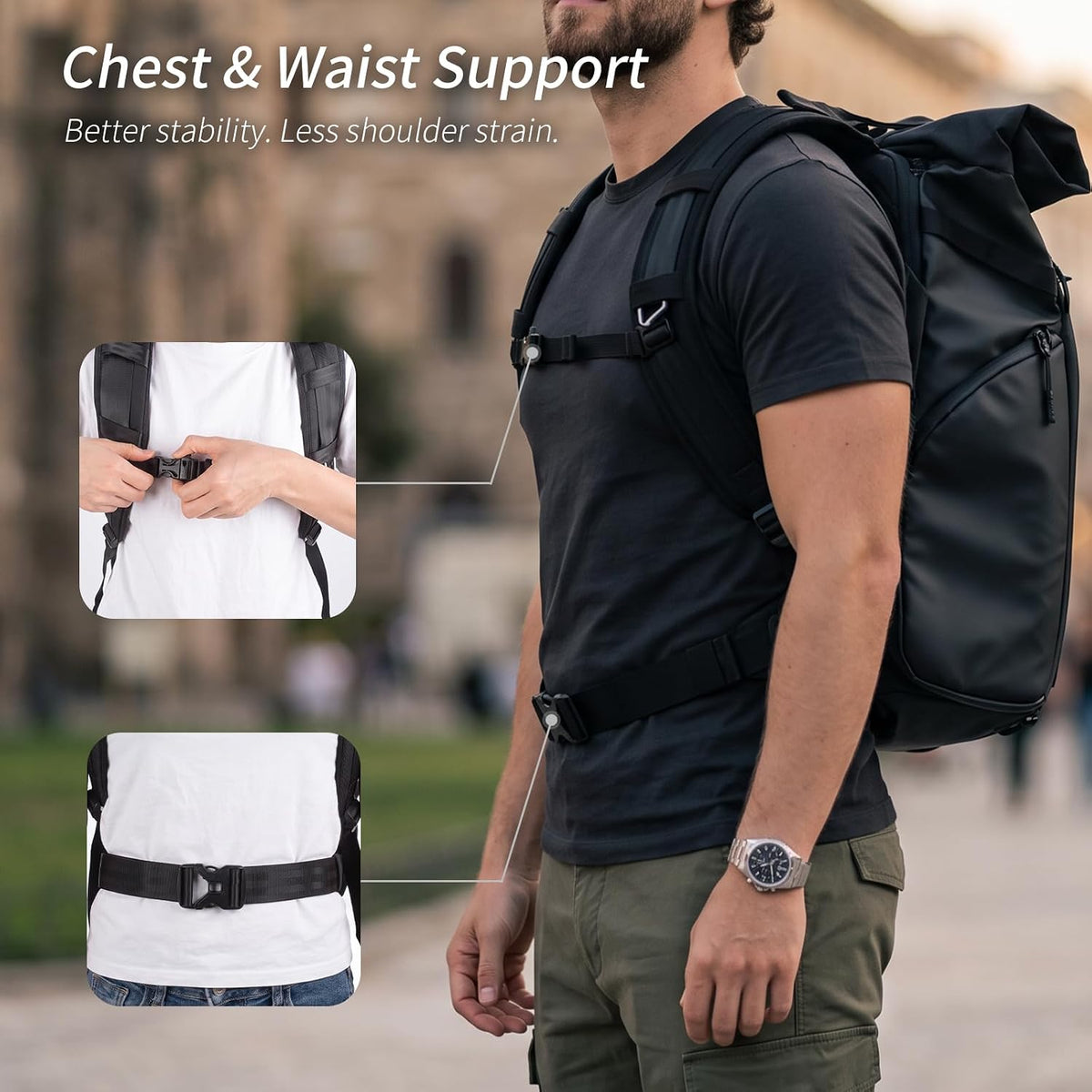 Besnfoto Waterproof Camera Backpack Rolltop Laptop Bag for DSLR Mirrorless