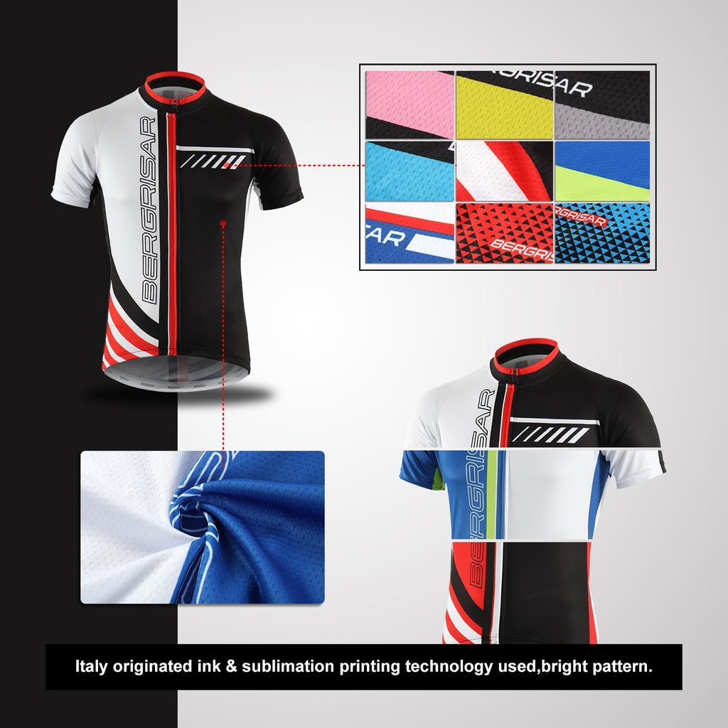 BERGRISAR Men's Cycling Jerseys Short Sleeves Bike Shirt