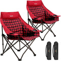 SUNNYFEEL 2 Pack Padded Oversized Camping Chairs for Adults, Heavy Duty Portable Folding Chair with Carry Bag, Side Pockets & Cup Holder, Supports 300 lbs, for Tailgating Hiking Picnic Backyard