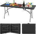 BestOffice | 6FT Folding Table | Black | Portable Plastic Table