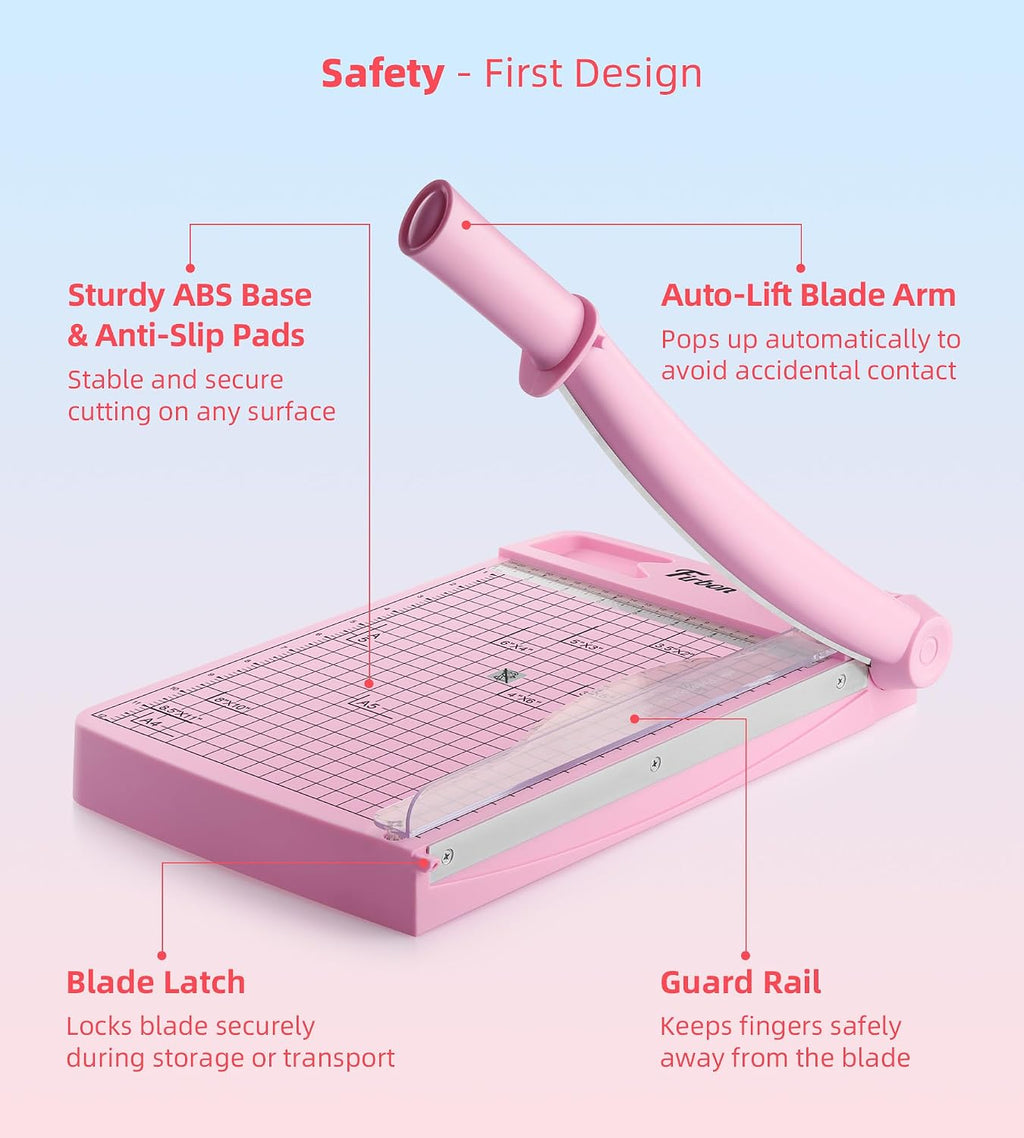 Firbon 12 Inch Guillotine Paper Cutter, Heavy Duty Paper Trimmer, Pink