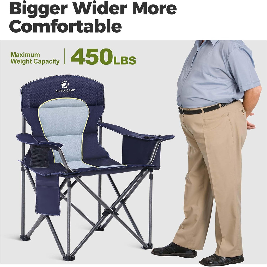 ALPHA CAMP Oversized Fully Padded Camping Chairs with Lumbar Support