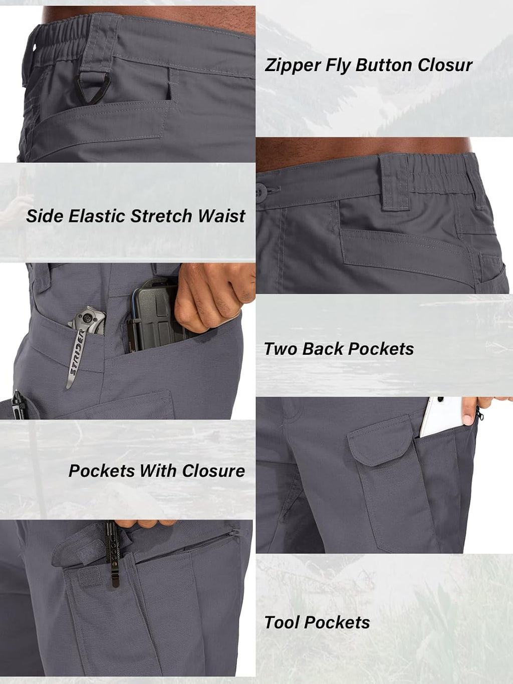 Mens Work Shorts Cargo Tactical Outdoor Wear Resistant Hiking Tool Shorts