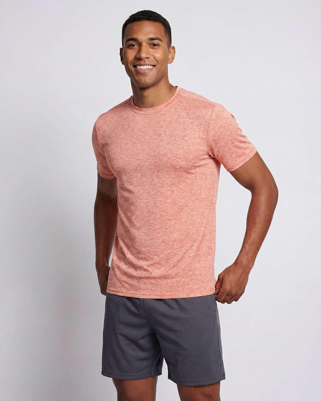 5 Pack Men's Dry Fit Workout T Shirts Crew Neck Athletic Gym Running Tees