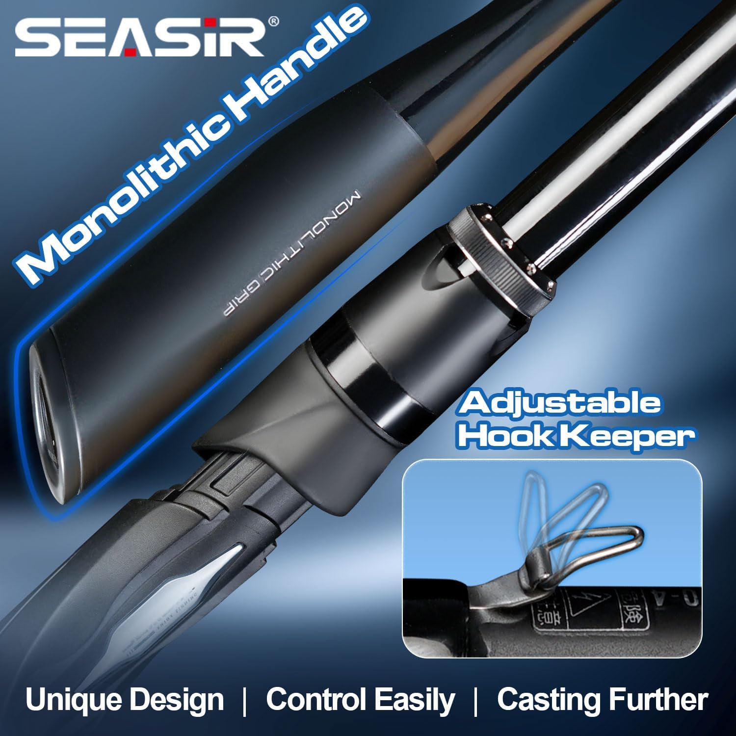 SEASIR Overcast Saltwater Fishing Rod, 2 Piece M/MH, Carbon Fiber