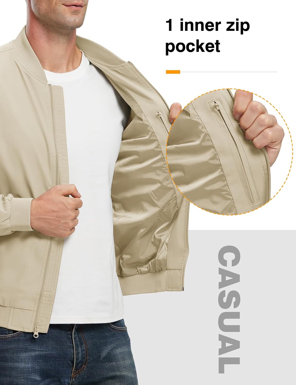 TBMPOY Men's Lightweight Jackets Casual Dress Golf Bomber Windbreaker Fall