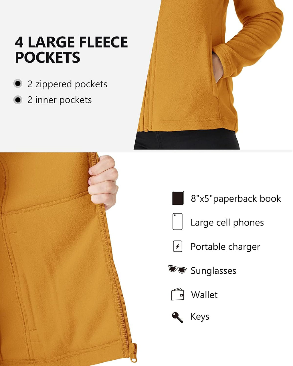 Outdoor Ventures Women's Lightweight Warm Polar Fleece Jacket Zip Up