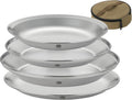 CAMPINGMOON Camping Plates 4 pack set Salad Side Dinner Plate Dishes Outdoor Tableware Stainless Steel with Canvas Case S397-1S