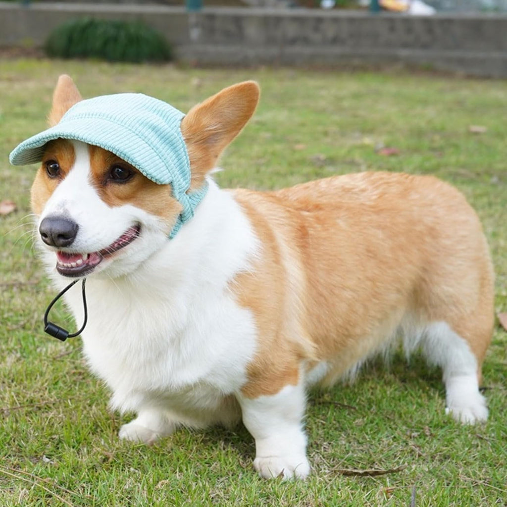 Dog Baseball Cap, Dog Cat Summer Beach Visor Hat with Ear Holes, Adjustable Puppy Sunbonnet Headdress (Green, X-Large)