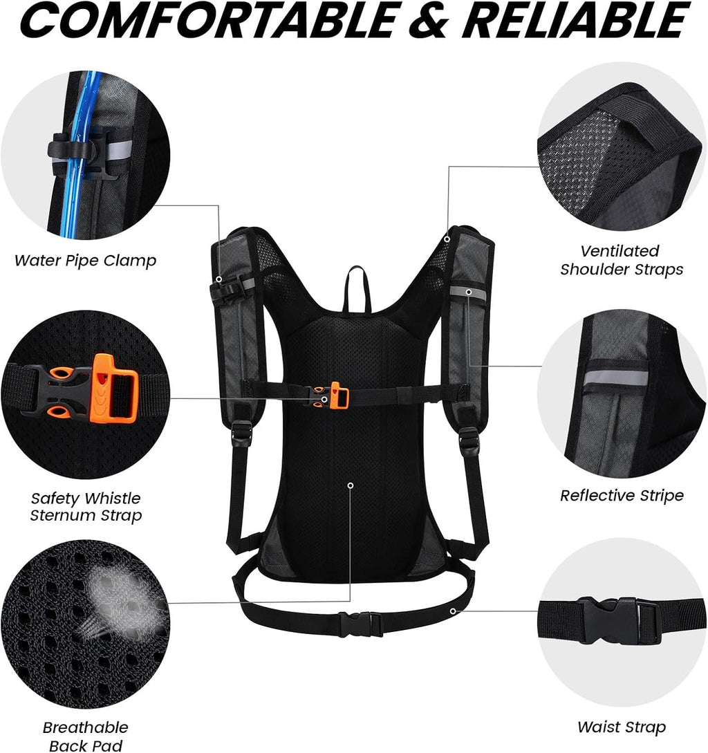 Nepest Hydration Pack Backpack with 2L Water Bladder Reflective Lightweight