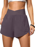 Blooming Jelly Women's Athletic Running Shorts Crossover Gym Workout Shorts
