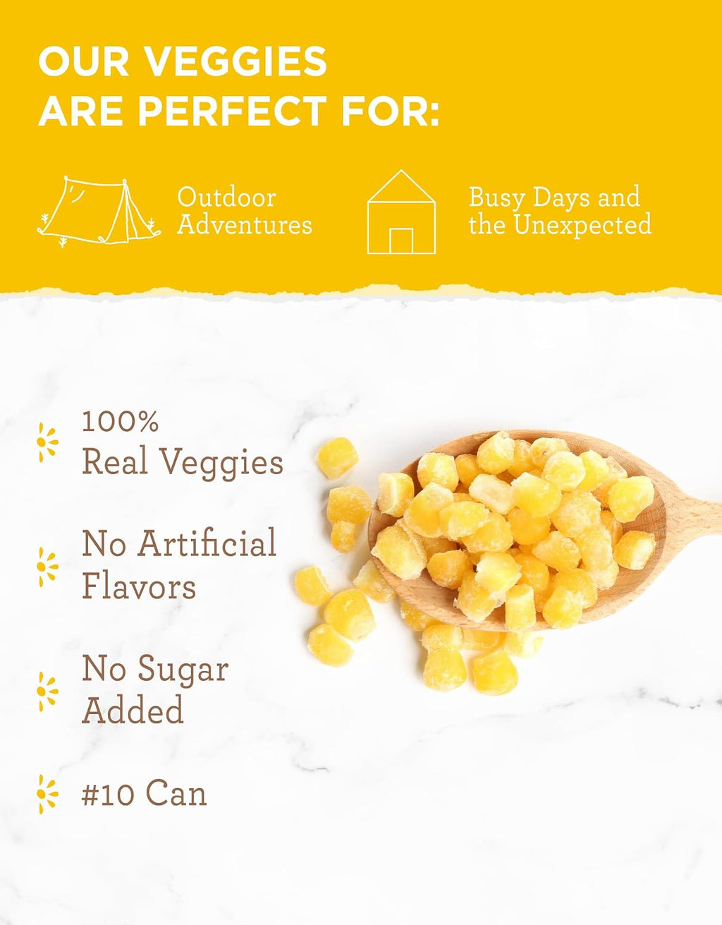 SIMPLE KITCHEN Freeze Dried Sweet Corn #10 Can, 23 Servings, Camping Food