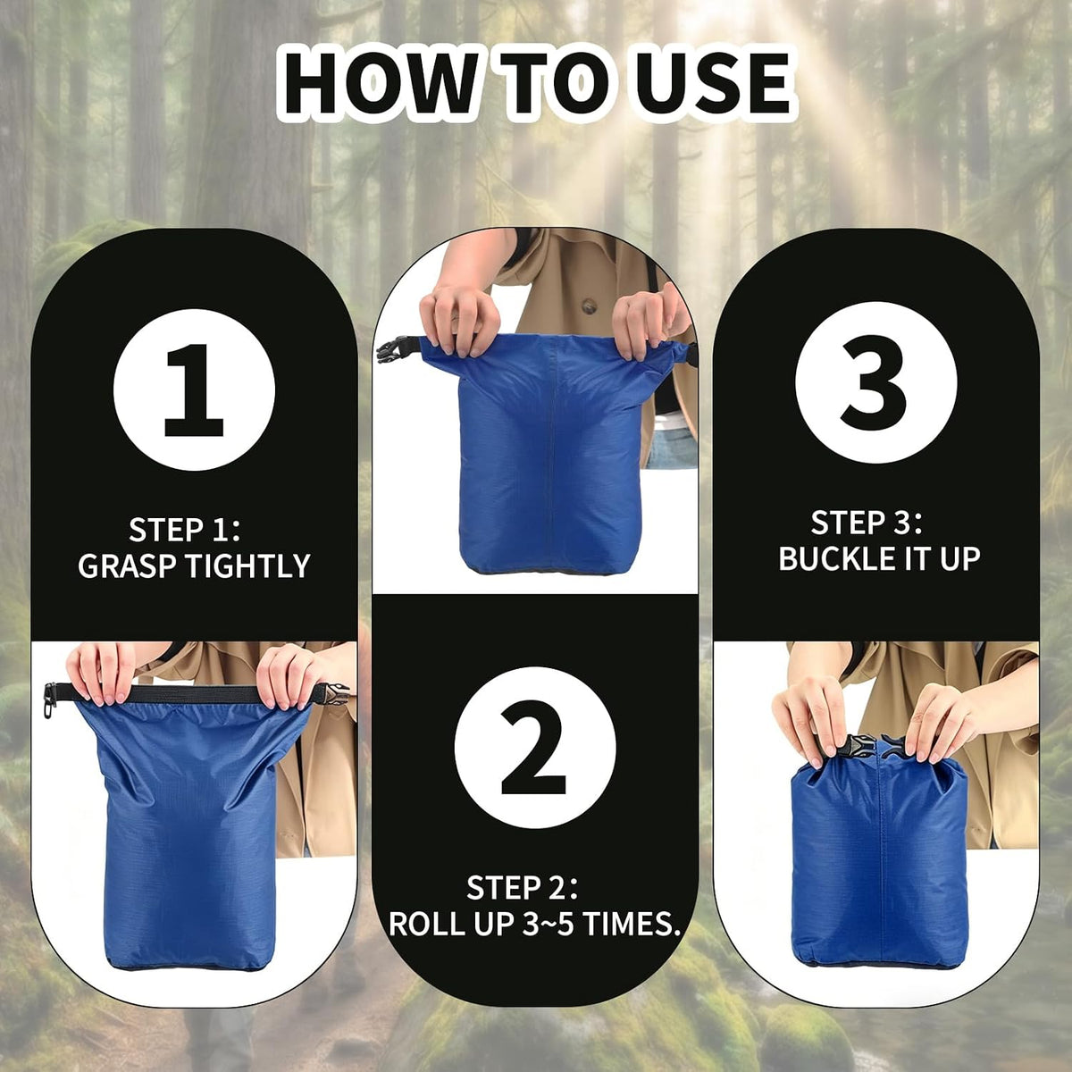 Dry Bag Waterproof 3 Pack Lightweight Outdoor Dry Sack, 6L&10L&20L, Blue