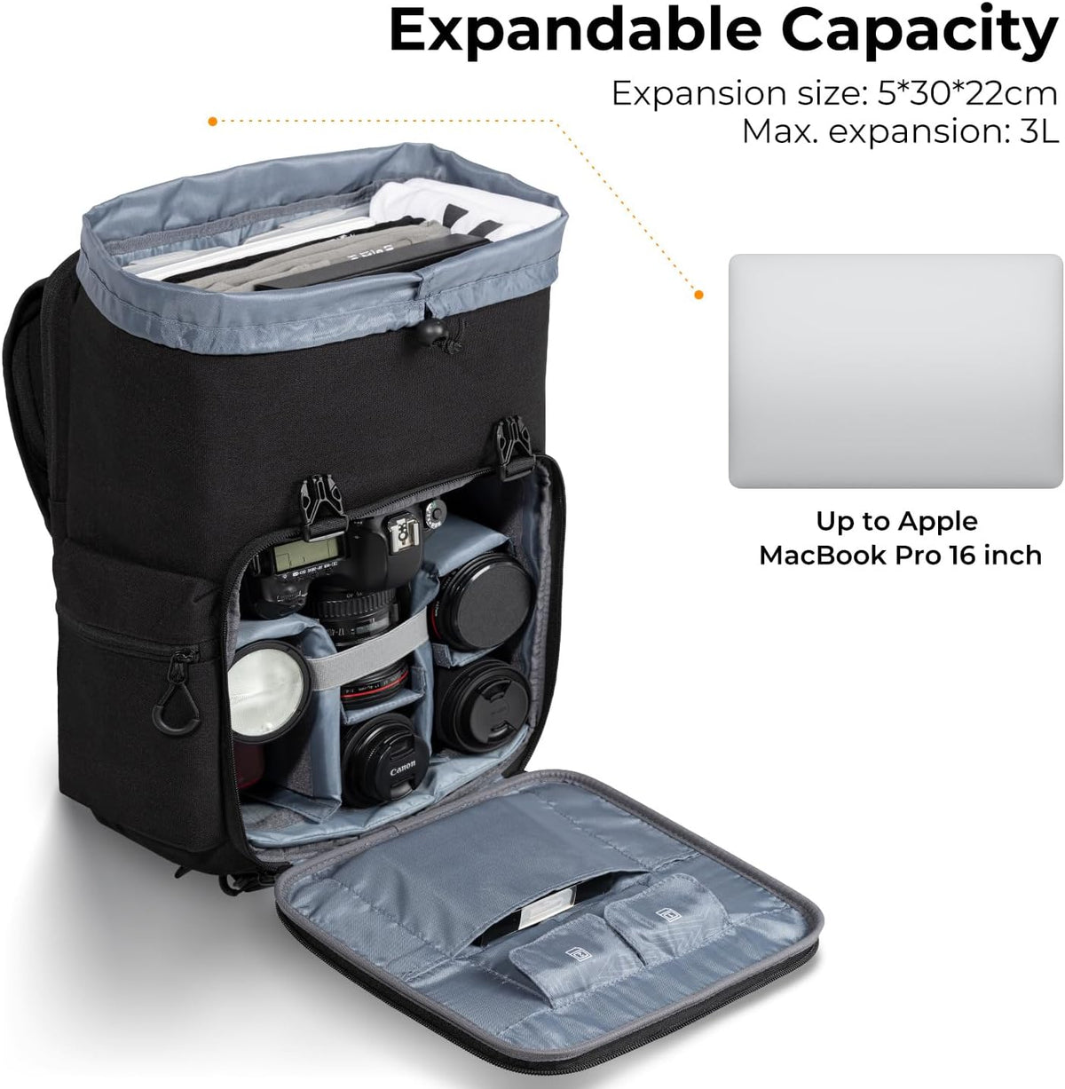 K&F CONCEPT Camera Backpack, Hard Shell Photography Backpack