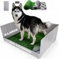 HQ4US 4LEGS Dog Litter Box High Walls Foldable with Grass Pad & Washable Pee Pad, Odor Free Artificial Grass for Dogs Potty Pad Holder Tray, Seamless, No Assembly, Waterproof, Easy Clean for Travel