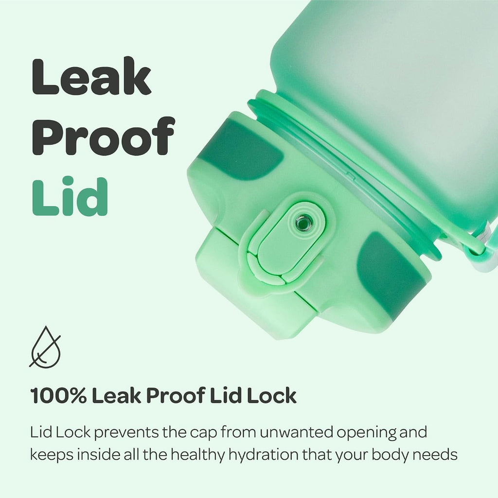 Hydracy Motivational Water Bottle with Time Marker and Straw Lid 32 oz